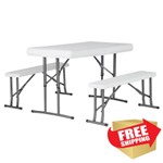Picnic Table with Collapsible Benches Picnic Table with Collapsible Benches